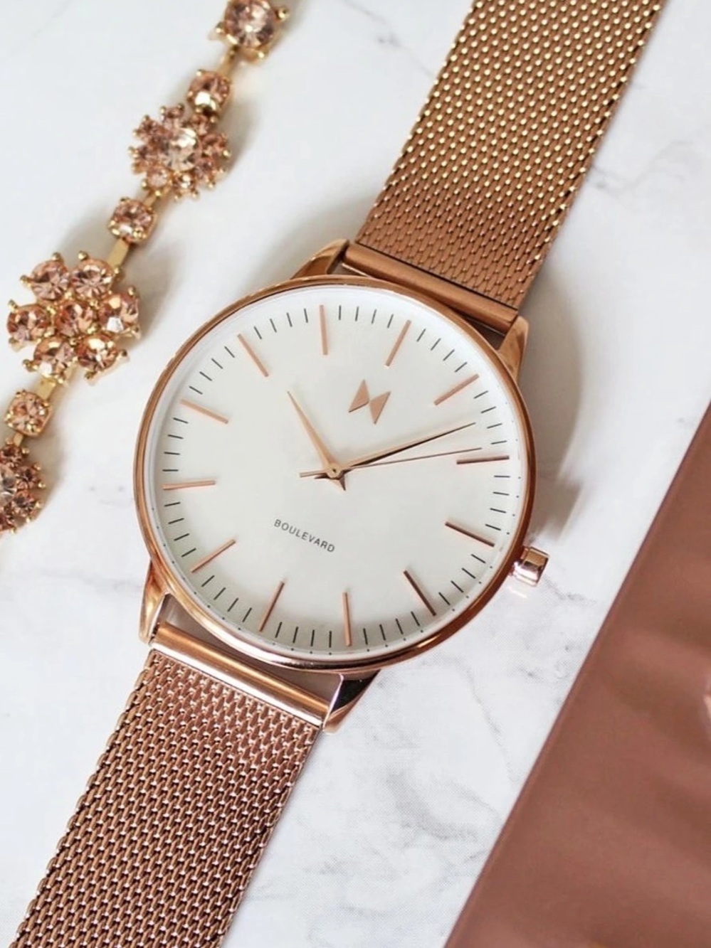 MVMT Women's Rose Gold-Tone Mesh Watch